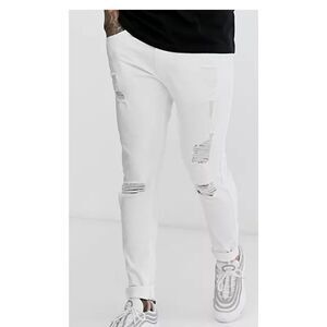 NWT Asos Men's destroyed white jeans sz 30x30